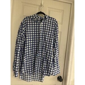 Tailorbyrd Shirt Mens XLarge Blue Check Button Down Long Sleeve Pocket Casual